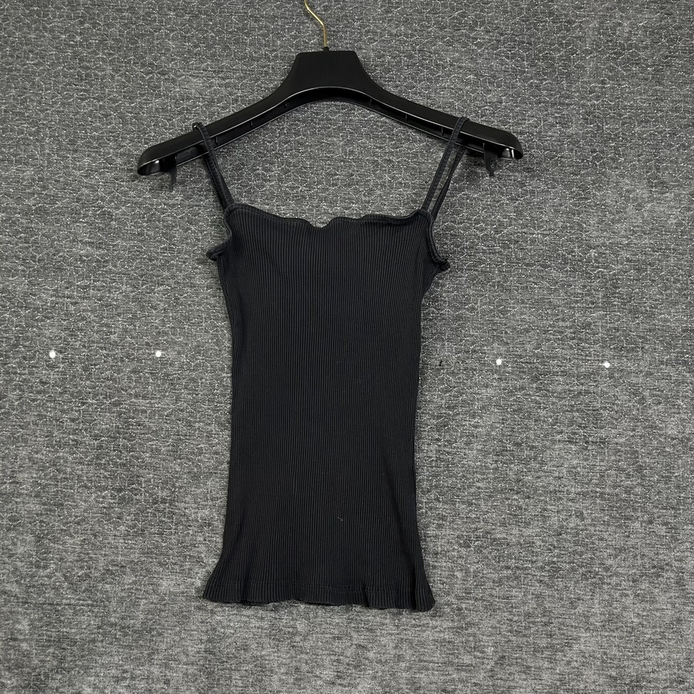 Anna Field Cami Tank Women's Black Ribbed Knit Adjustable Spaghetti Straps Top